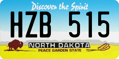 ND license plate HZB515