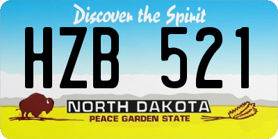 ND license plate HZB521