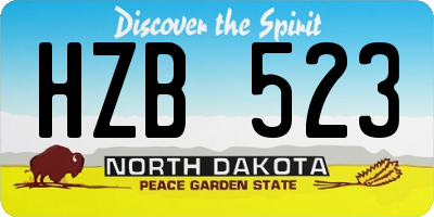 ND license plate HZB523