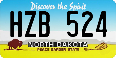 ND license plate HZB524