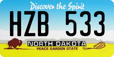 ND license plate HZB533
