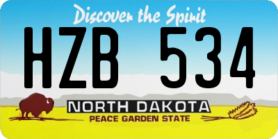 ND license plate HZB534