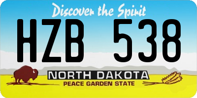 ND license plate HZB538