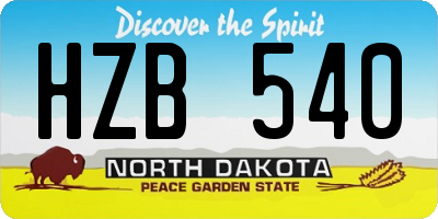 ND license plate HZB540