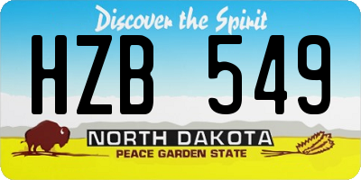 ND license plate HZB549