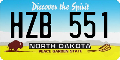 ND license plate HZB551