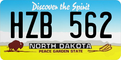 ND license plate HZB562
