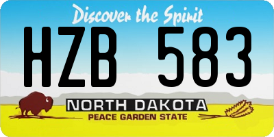 ND license plate HZB583