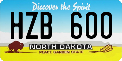 ND license plate HZB600