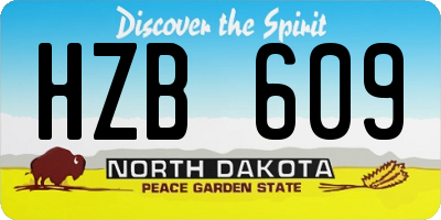 ND license plate HZB609