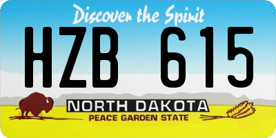 ND license plate HZB615
