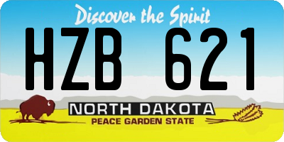 ND license plate HZB621