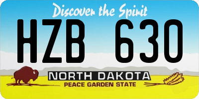 ND license plate HZB630