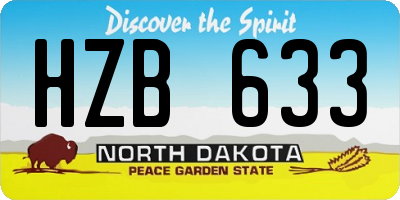 ND license plate HZB633