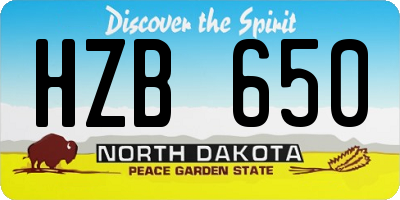 ND license plate HZB650