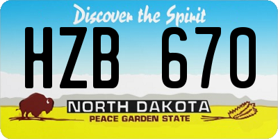 ND license plate HZB670