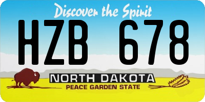 ND license plate HZB678