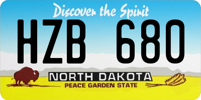 ND license plate HZB680