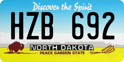 ND license plate HZB692