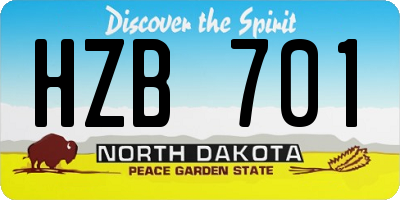 ND license plate HZB701