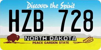 ND license plate HZB728