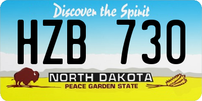 ND license plate HZB730
