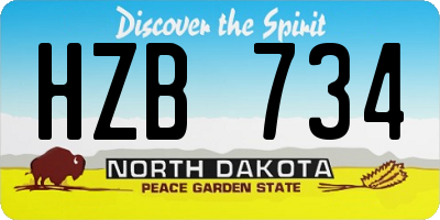 ND license plate HZB734