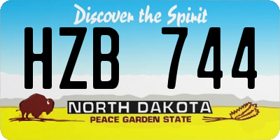 ND license plate HZB744