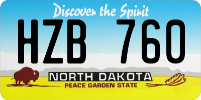 ND license plate HZB760