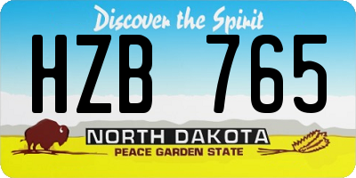 ND license plate HZB765