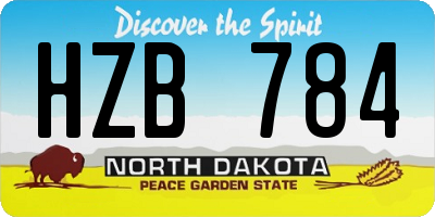 ND license plate HZB784