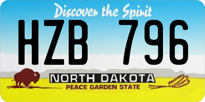ND license plate HZB796