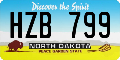 ND license plate HZB799