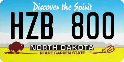 ND license plate HZB800