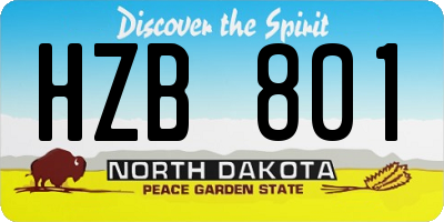 ND license plate HZB801