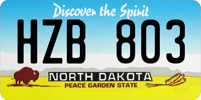 ND license plate HZB803