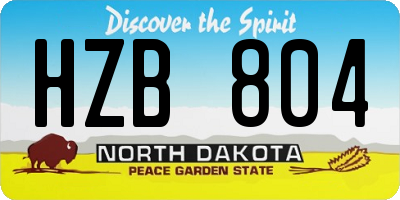 ND license plate HZB804