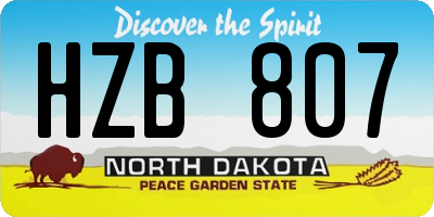 ND license plate HZB807