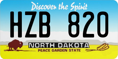 ND license plate HZB820