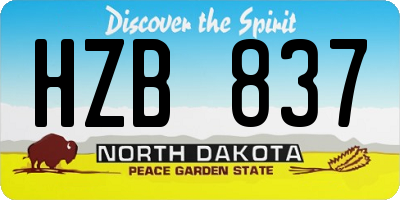 ND license plate HZB837