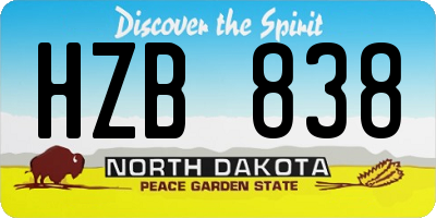 ND license plate HZB838