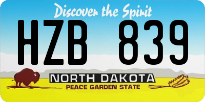 ND license plate HZB839