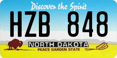 ND license plate HZB848