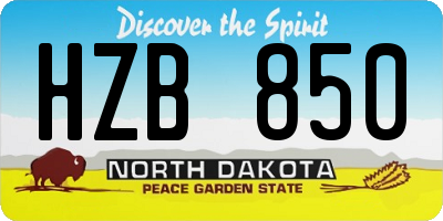 ND license plate HZB850