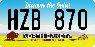 ND license plate HZB870