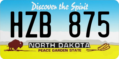 ND license plate HZB875