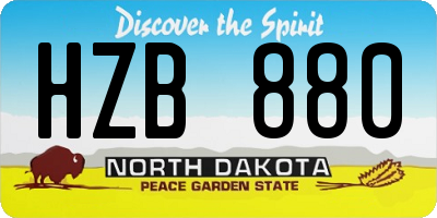 ND license plate HZB880