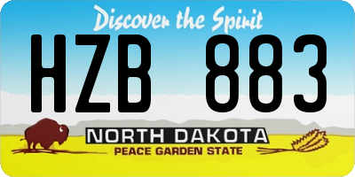 ND license plate HZB883