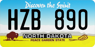 ND license plate HZB890