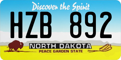 ND license plate HZB892